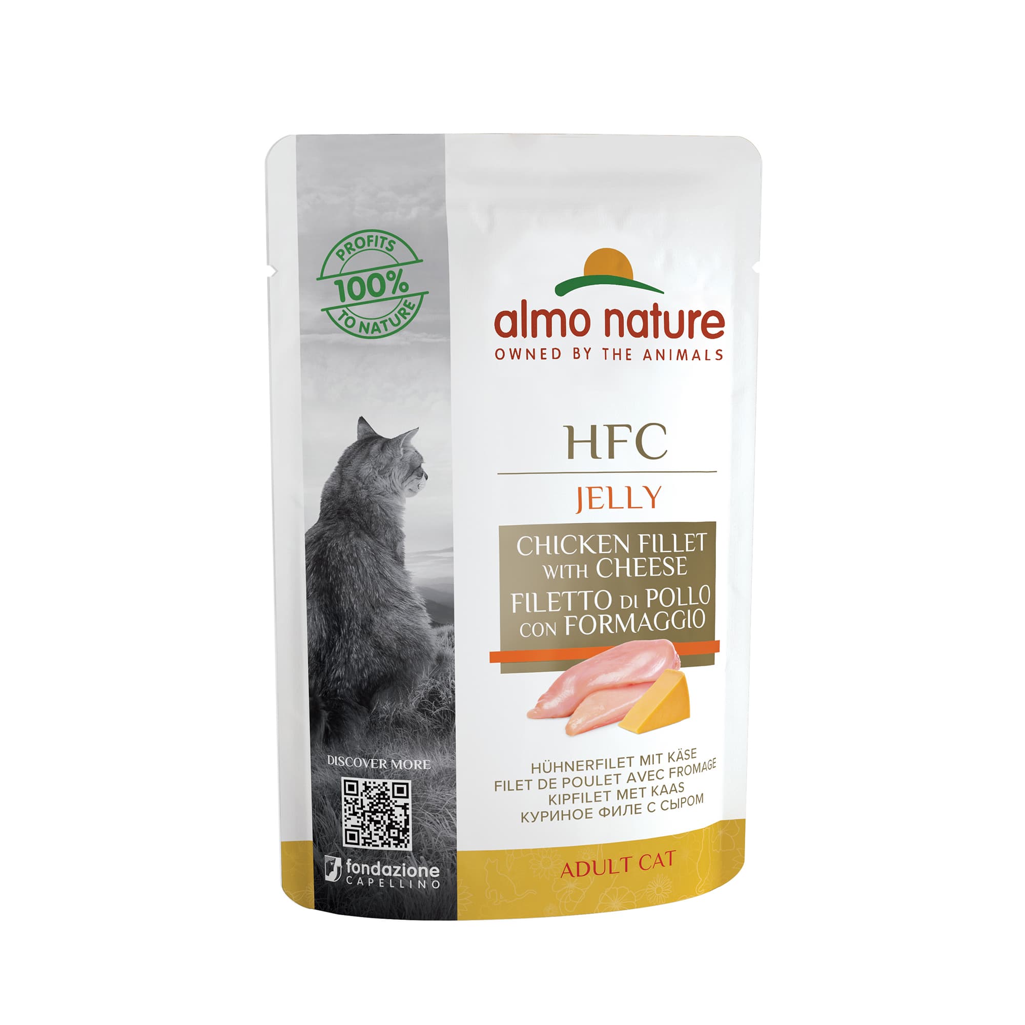 Almo Nature Nourriture humide pour chat 'HFC Jelly' Filet de poulet et fromage