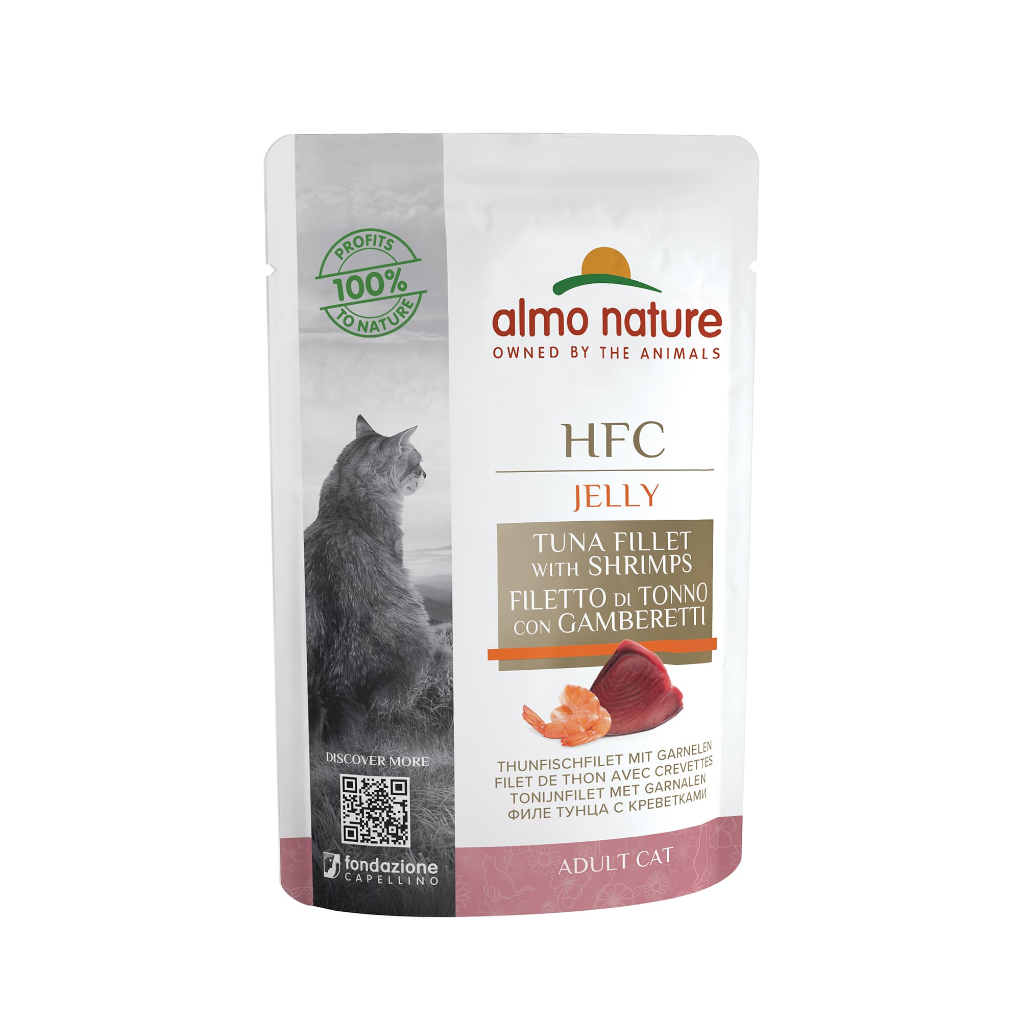 Almo Nature Nourriture humide pour chats 'HFC Jelly' Thon et crevettes
