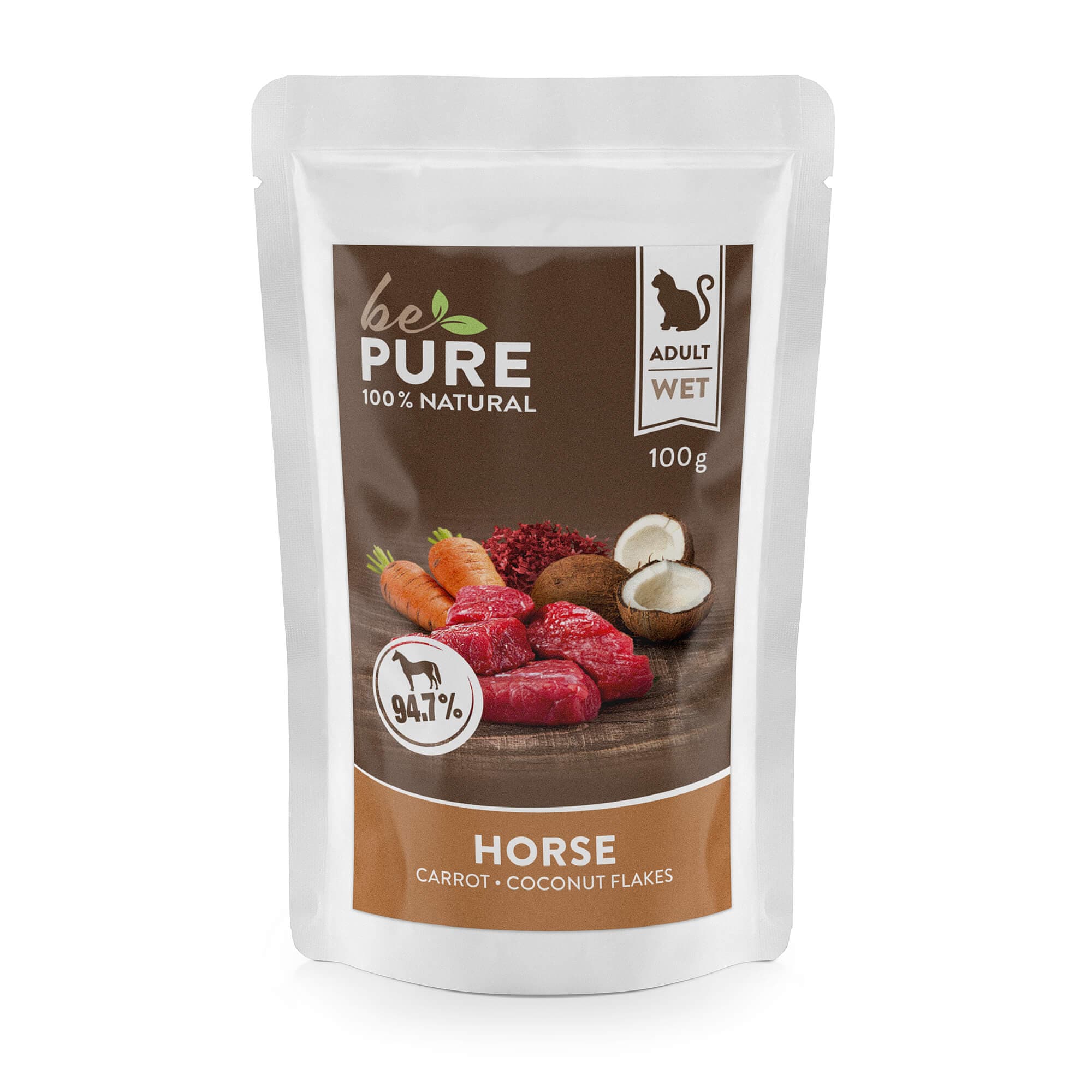 bePure Cat Nourriture humide 'Adulte' Cheval/Carotte