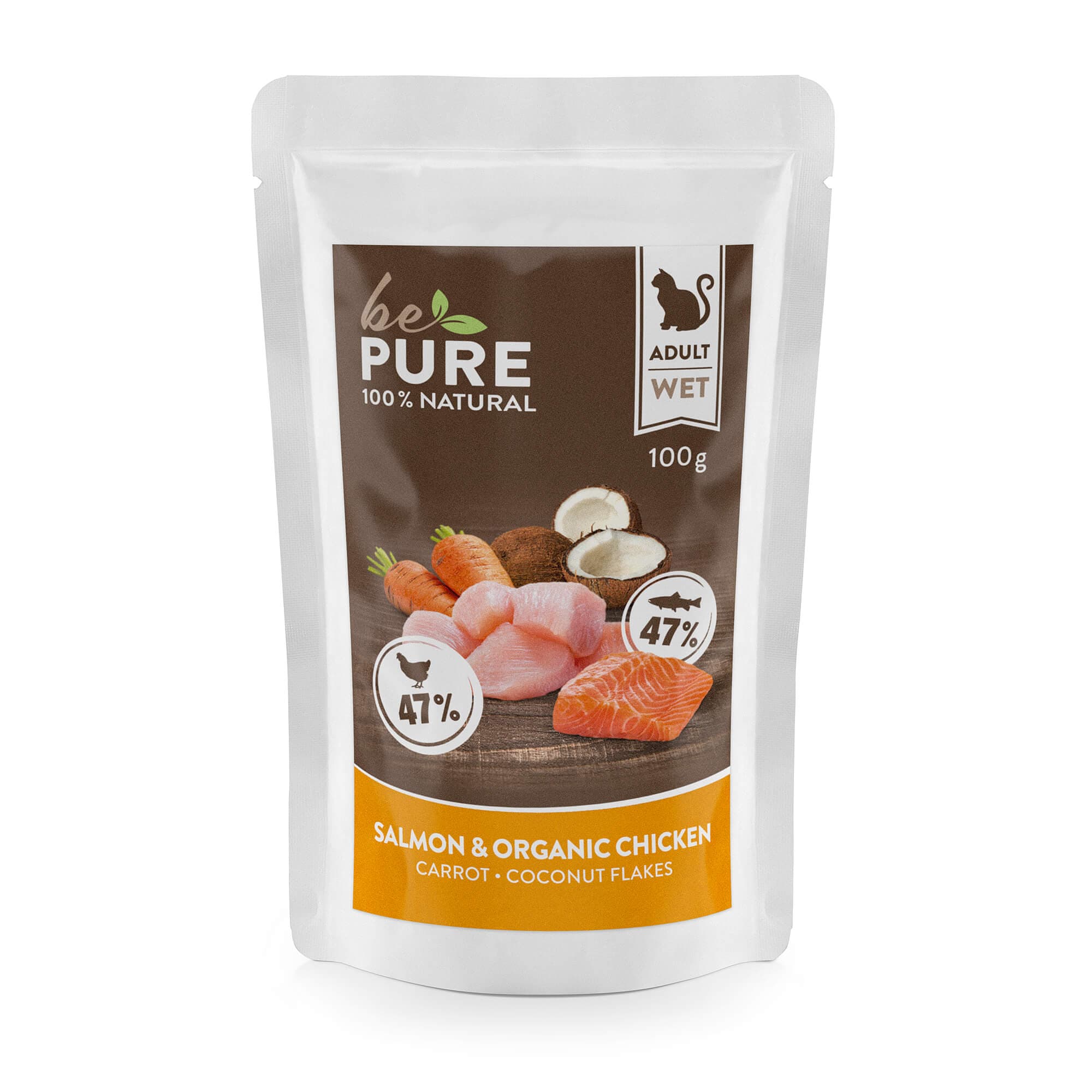 bePure Nourriture humide pour chat 'Adulte' Saumon/Poulet biologique