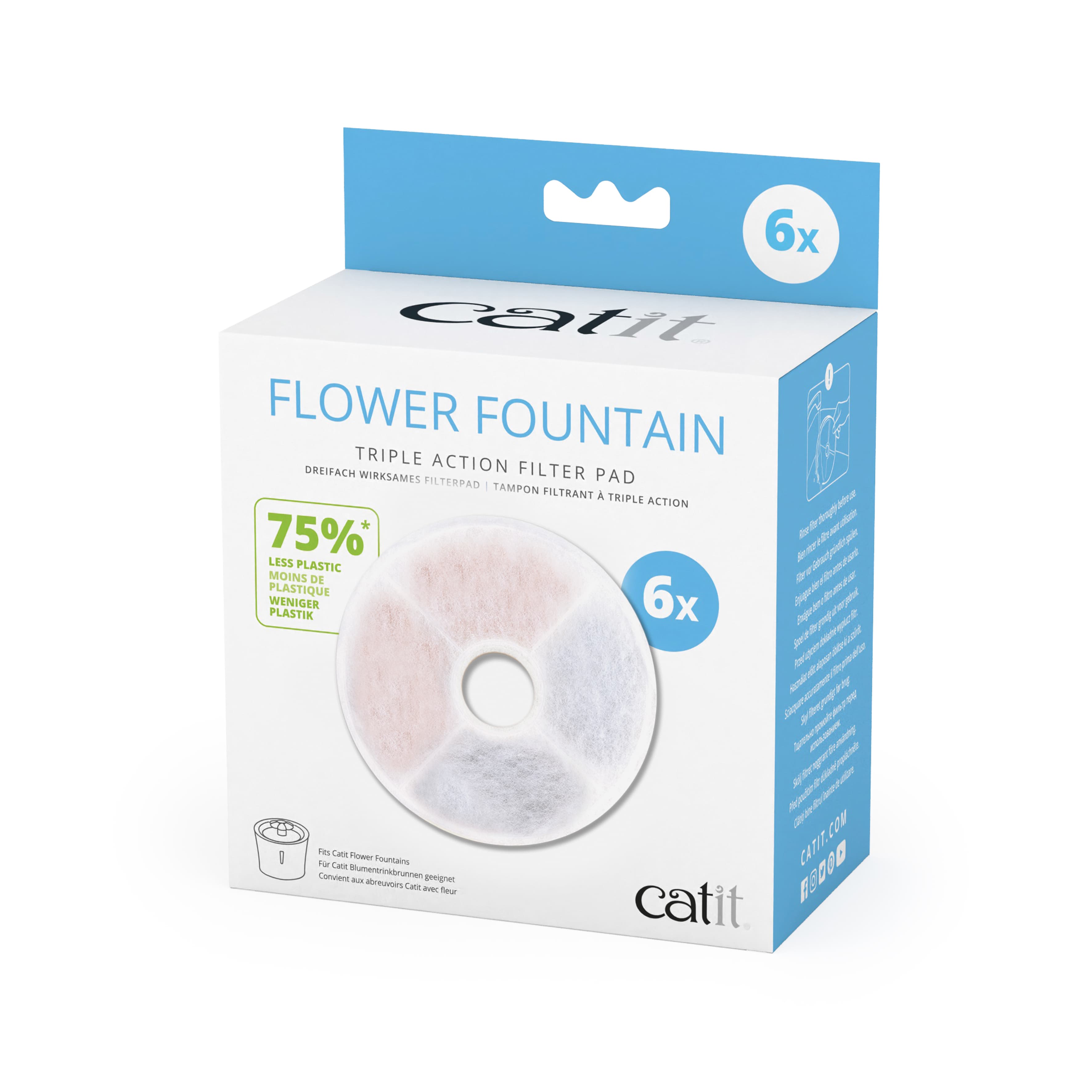 Catit Abreuvoir à filtre de rechange TripleAction 6 pièces