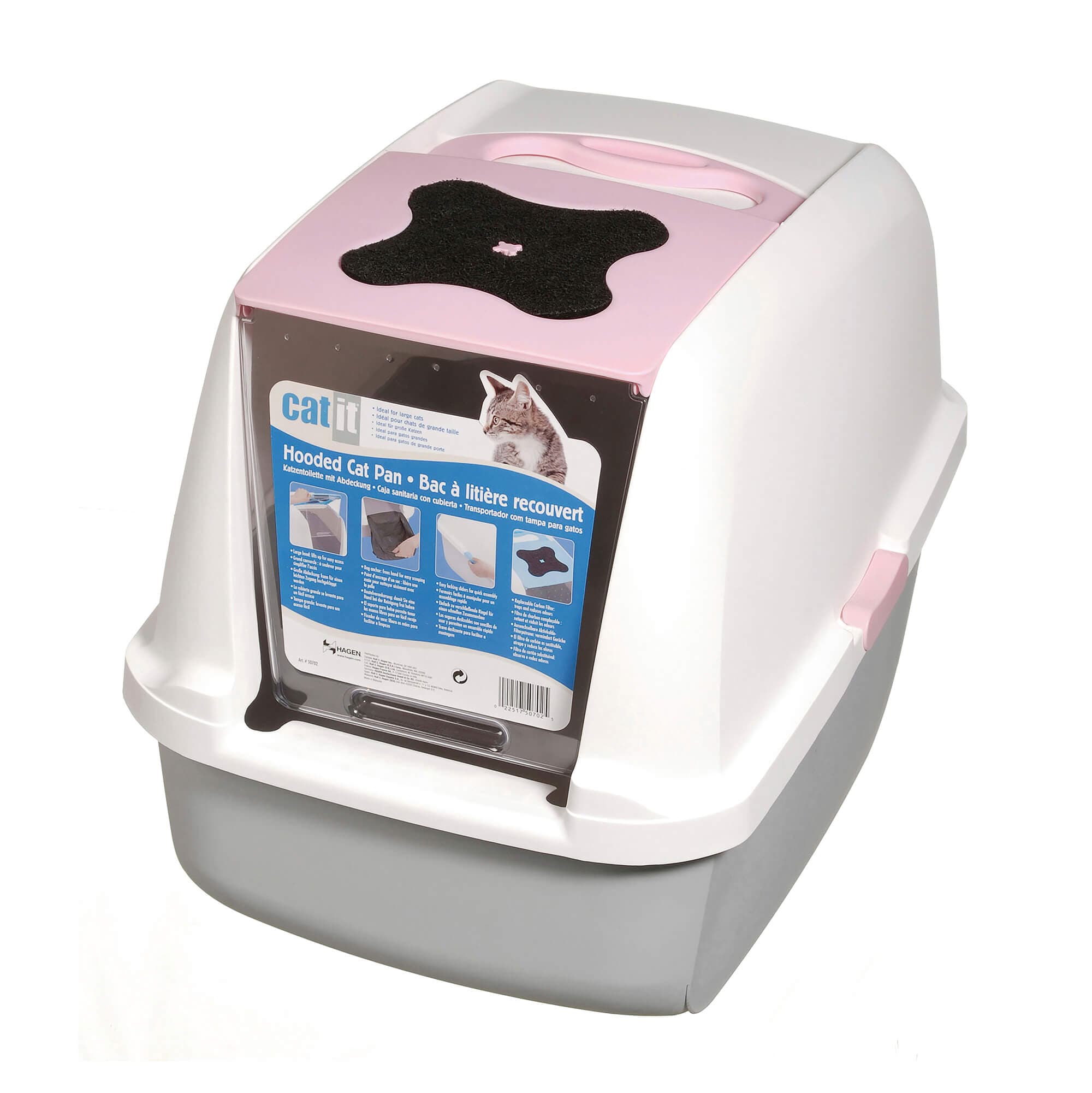 Toilette Catit pour chat rose/blanc/gris