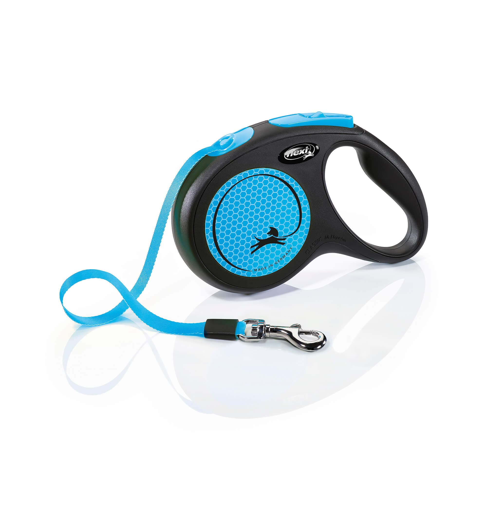 flexi Chien Laisse Rétractable 'New Neon Belt' S bleu fluo