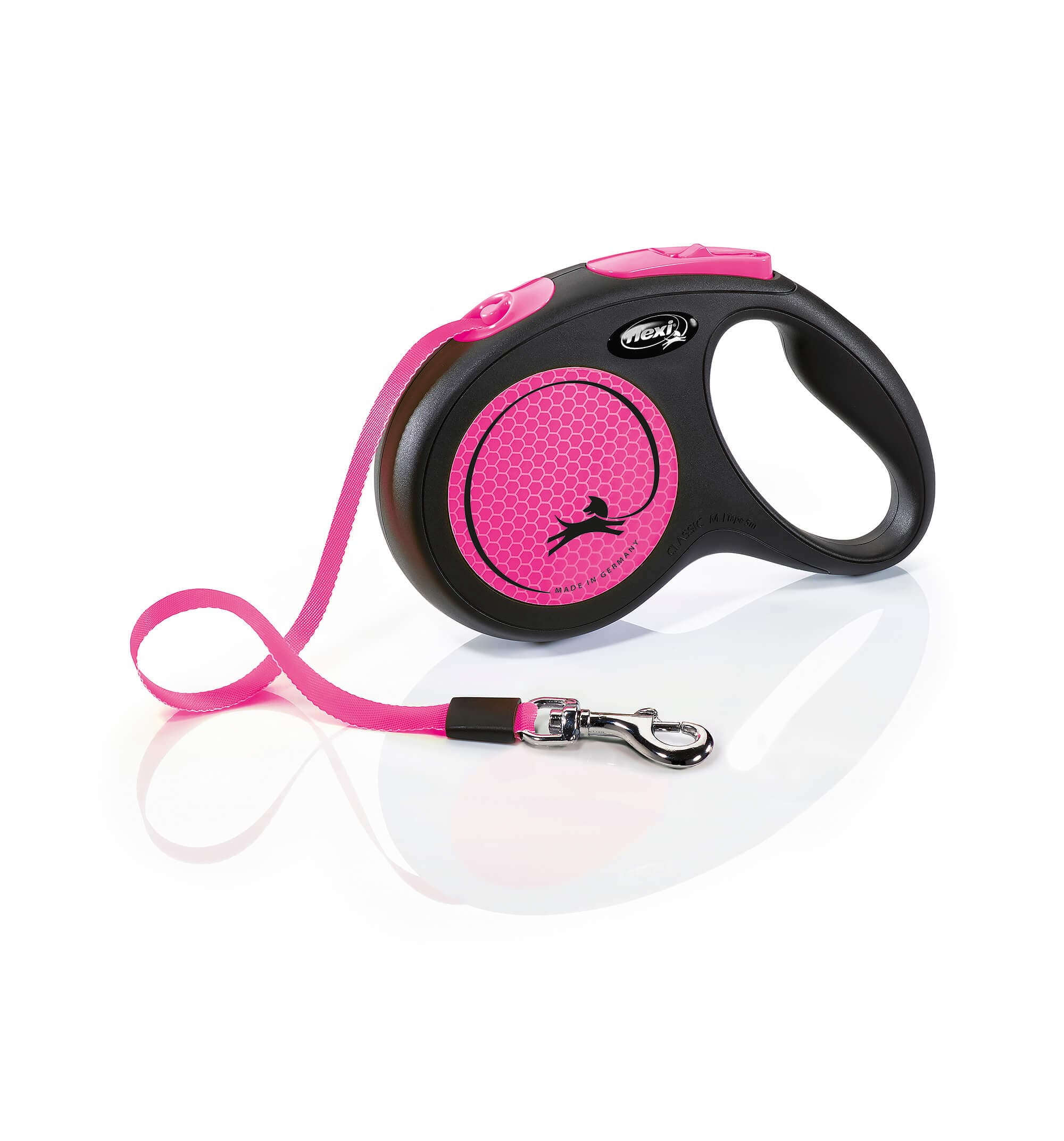 flexi Chien Laisse Rétractable 'New Neon Belt' S rose fluo