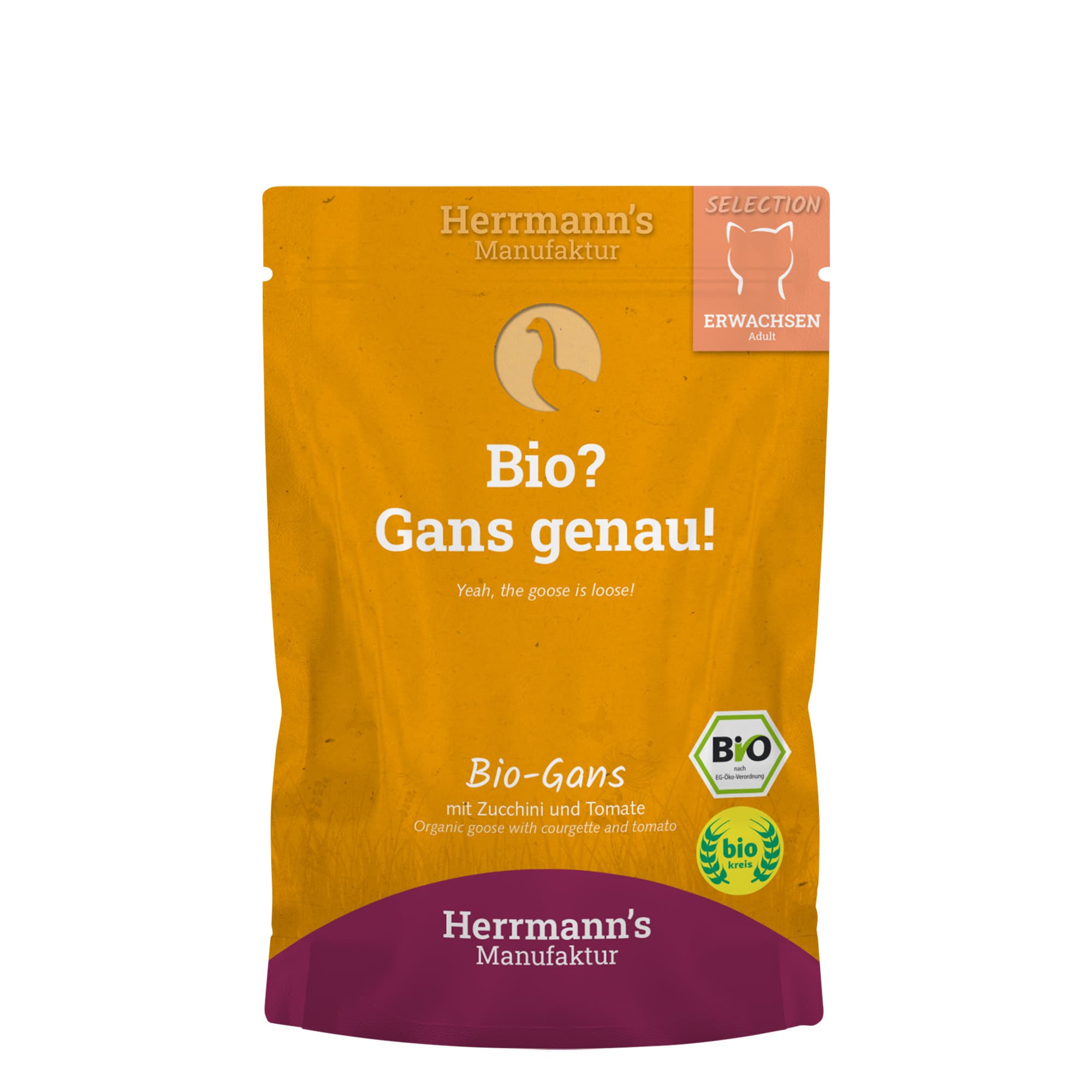 Nourriture humide pour chats Herrmann’s 'Oie, courgettes et tomates biologiques'