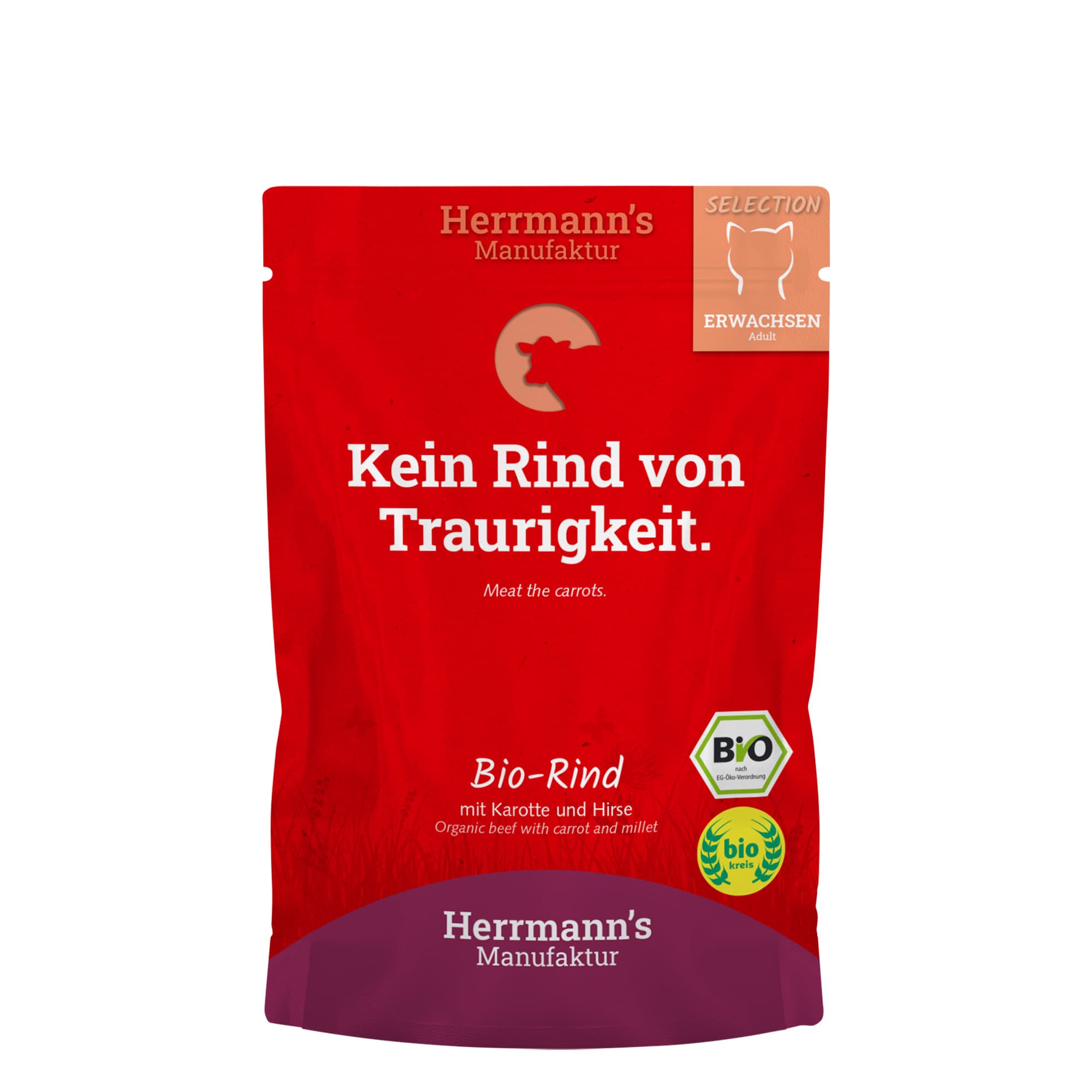 Herrmann’s Cat Nourriture humide 'Bœuf, carottes et millet biologiques'